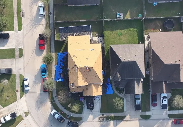 Roof decking exposed during a roof replacement project by 3 S Roofing